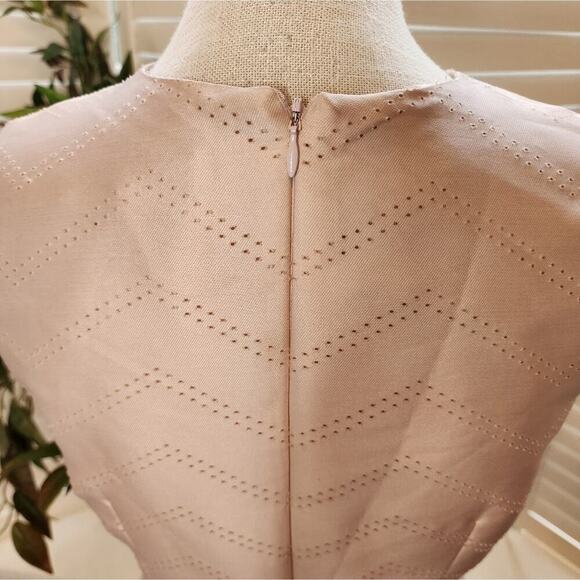 ALEXIS MED PLEATED PINHOLE BLUSH PEPLUM DRESS - Picture 7 of 9